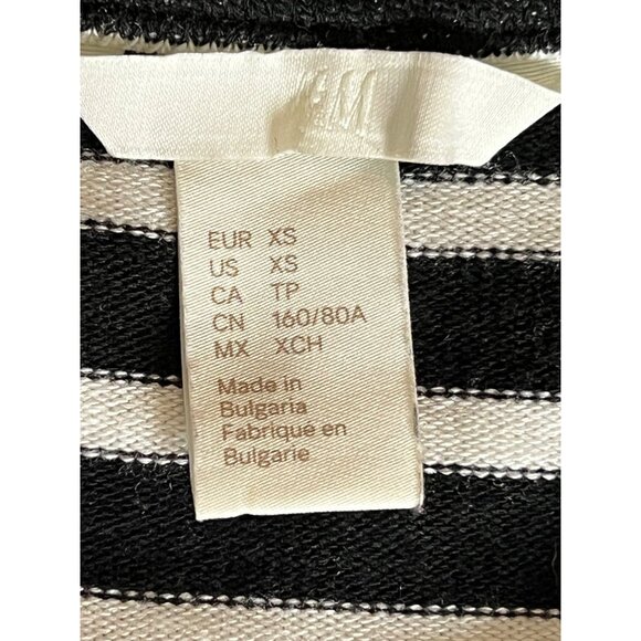 H&M Black & White Striped Long Sleeve Top XS Nautical Soft Comfortable - Picture 9 of 9